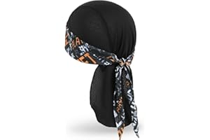MELASA Cooling Do Rags Skull Cap Helmet Liner, Sweat Head Wraps Bandanas for Men Running Cycling Motorcycle