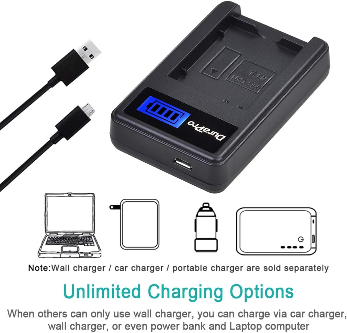 DuraPro NB-5L Battery LCD Charger Replacement for Canon PowerShot SX200 IS,SX210 IS,SD990 IS,SD700 IS,SD790 IS,SD800 IS,SD850 IS,SD870 IS,SD880 IS,SD890 IS,SD900,SD950 IS,SD970 IS Digital Cameras - Image 5