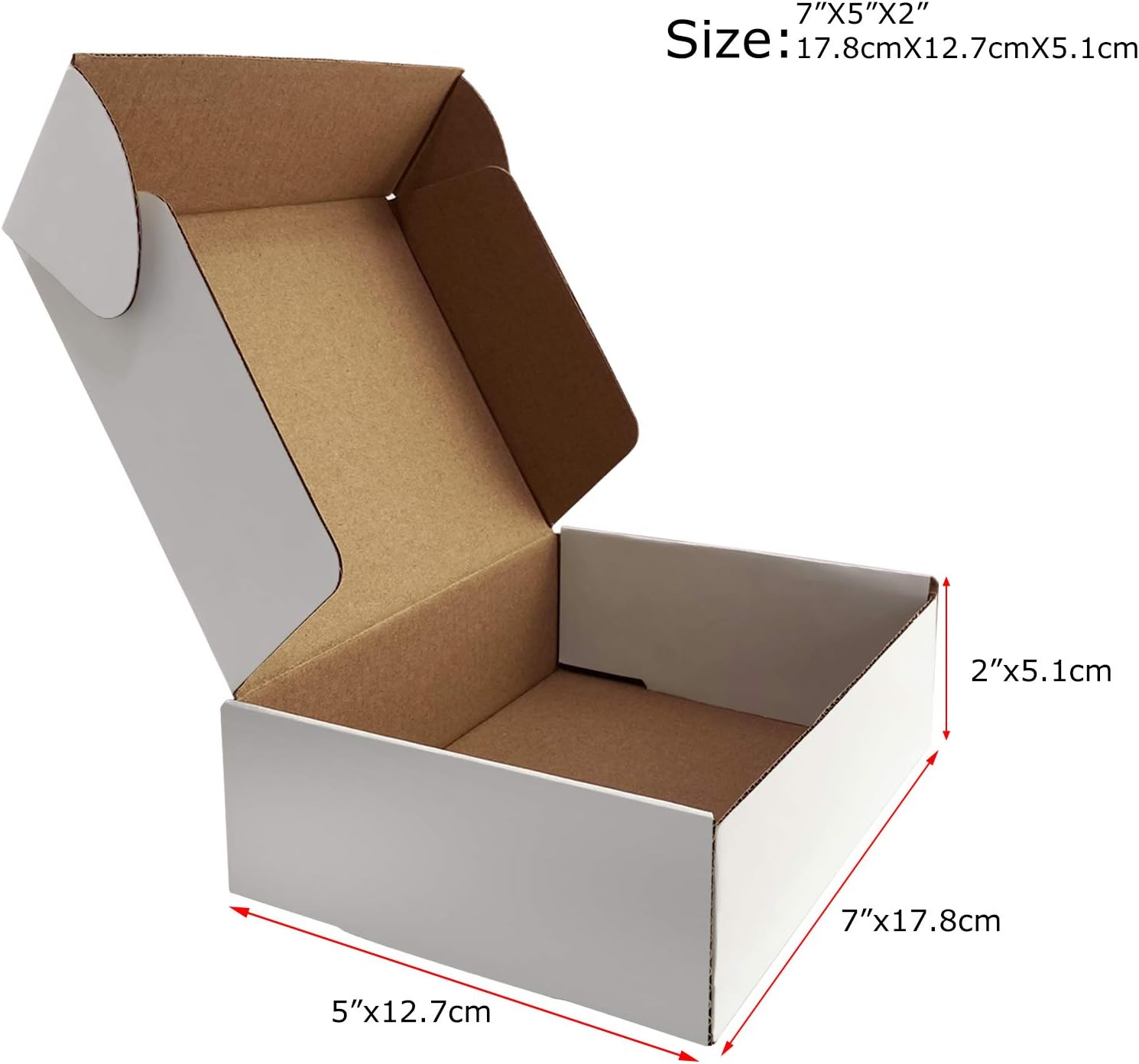 RLAVBL Small Shipping Boxes 7x5x2 White Corrugated Cardboard Box, 25 Packs: Office Products
