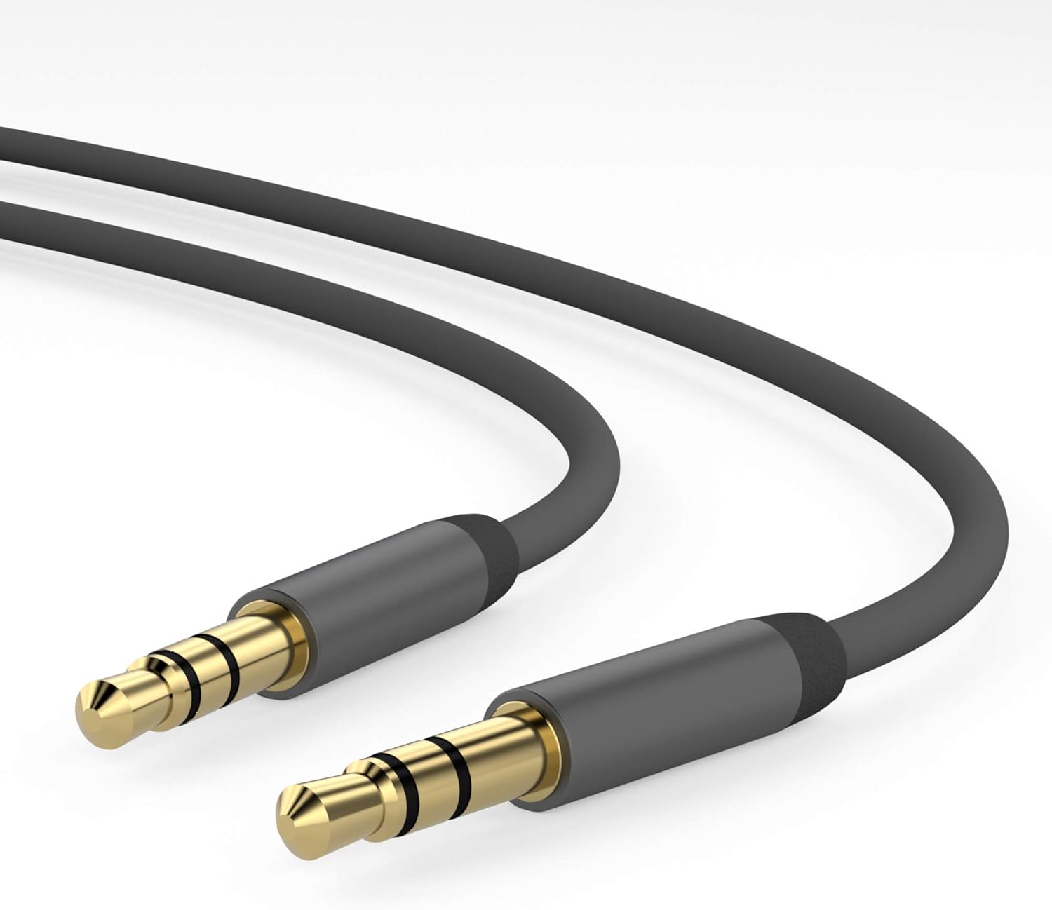 Aux Cable 3.5mm Audio Cord for Car (2 Pack) by TalkWorks | 6ft Heavy Duty Metallic Male to Male Jack Auxiliary Cord Extension Adapter for iPhone, Android, Headphones, Stereo - Slate