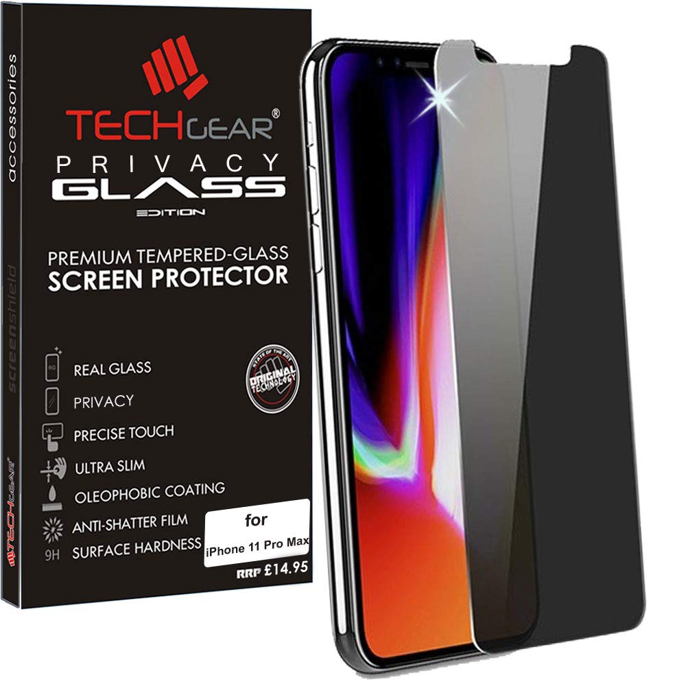 TECHGEAR Anti Spy Screen Protector for iPhone 11 Pro Max - PRIVACY GLASS Edition Genuine Tempered Glass Screen Protector Guard Cover Compatible with Apple iPhone 11 Pro Max
