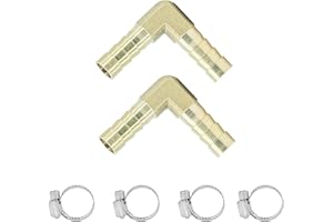 Refuuch Brass 3/8" Hose Barb 90 Degree Elbow L Right Angle Barbed Fitting Fuel Air Water (Pack of 2)