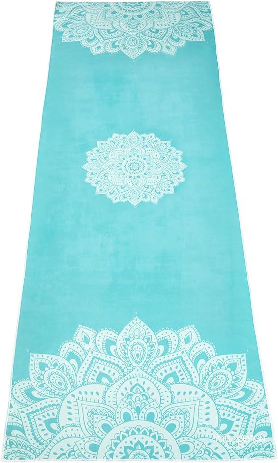 YOGA DESIGN LAB | The HOT Yoga Towel | Premium Non Slip Colorful Towel | Eco Printed + Quick Dry + Mat Sized (Mandala Turquoise,): Kitchen & Dining