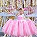 Lansian Tulle Tutu Table Skirt for 1st Birthday Girl High Chair Decorations Pink and Silver for Party, Wedding and Home Decoration (Pink&Silver, 39