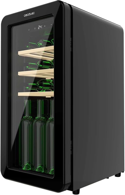 Cave a Vin 18 Bouteilles Bolero GrandSommelier Origin 18 Hit Black. Cave à vin rétro, noir, 18 bouteilles, NoFrost, 5-20 ºC, LED, compresseur, clayettes en bois