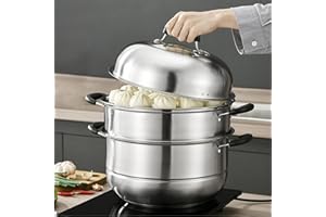 Mano 2-Tier Stainless Steel Steamer Pot 11 Inch Steam Pot Set Cooking Pot with Lid Multipurpose Cookware Pots Stock Pot Sauce