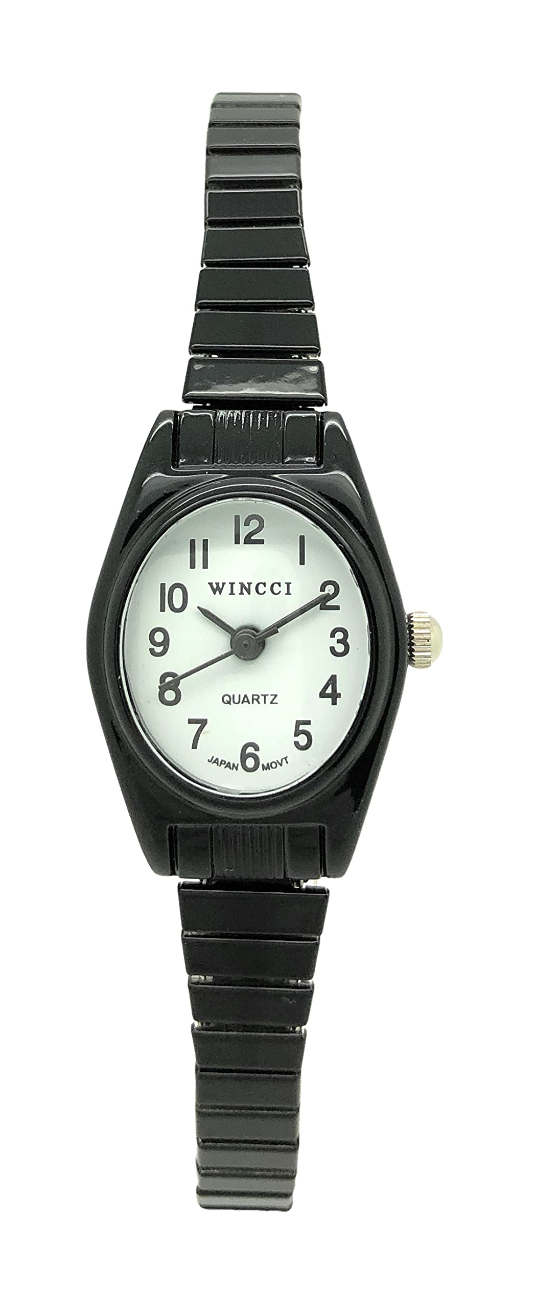 Ladies Classic Small Oval Stretch Elastic Band Fashion Watch Wincci (Black)