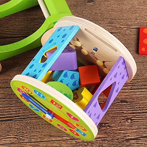 Pull Along Toy, Toddler Wooden Pull Toy Building Blocks Learning Toys