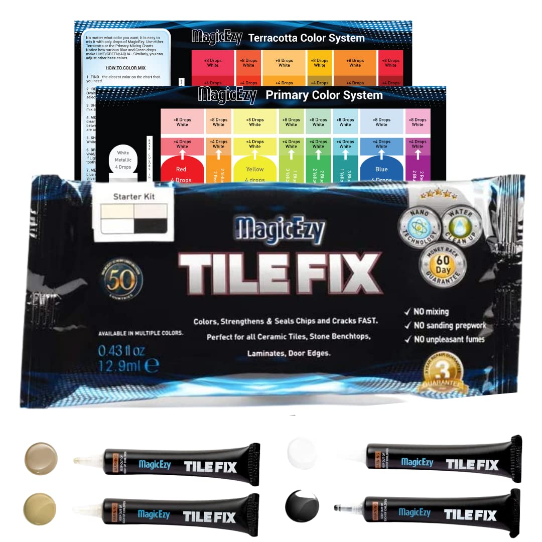 MagicEzy Tile Fix - Neutrals Kit: Strong Scratch Repair & Crack Filler for Chipped, Cracked Porcelain Tiles — image 1