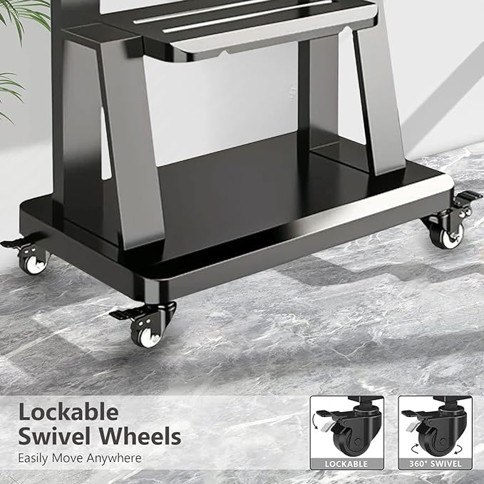 Mobile TV Stand Rolling TVs Cart for 32-75 Inch, Height Adjustable Floor TV Stand, LCD LED Flat Panel Curved Screen, with Wheels as a Movable Portable TV Stand, Max VESA 600x400mm