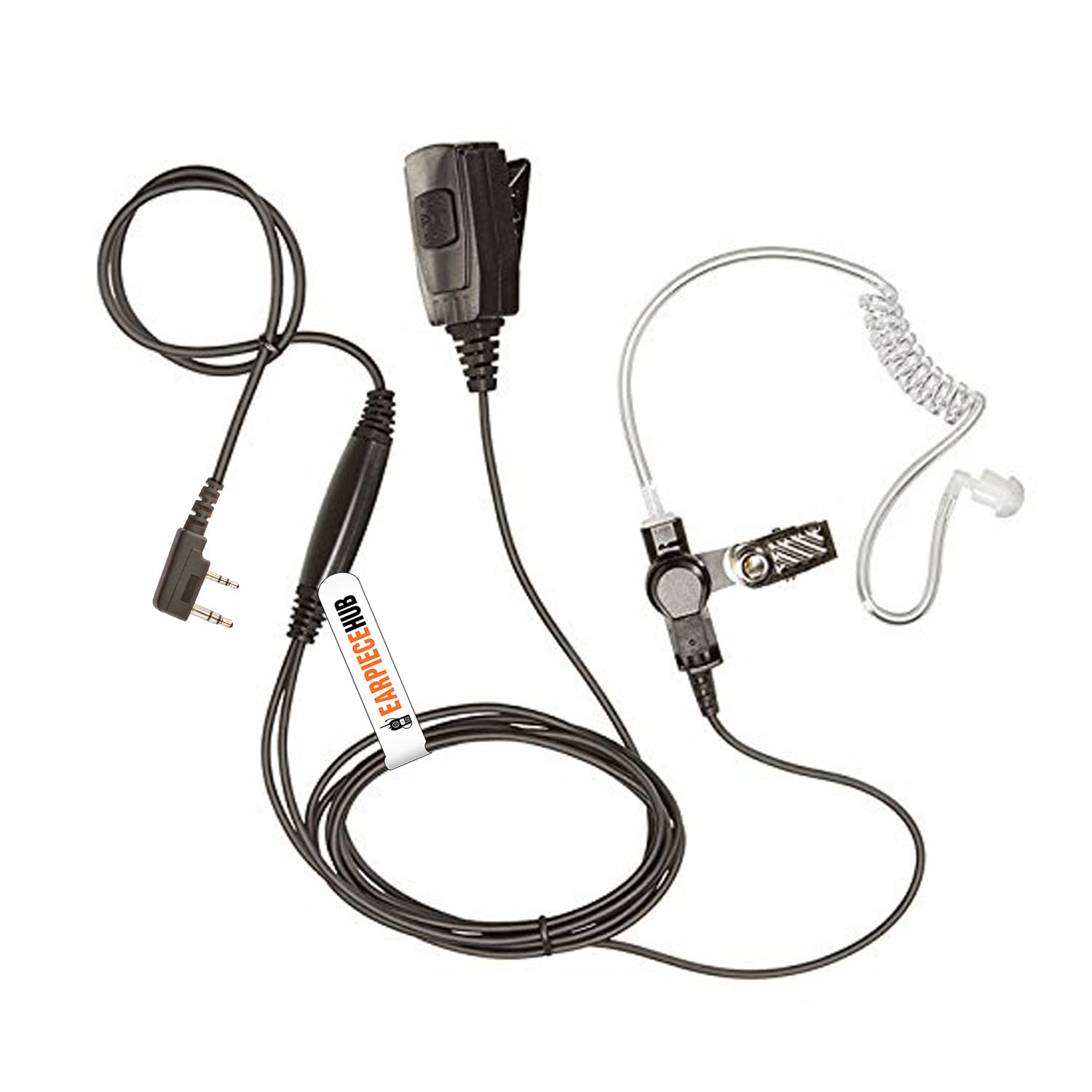 HQ PTT Microphone Covert Acoustic Tube Earpiece for Kenwood 2 pin Two Way Radio