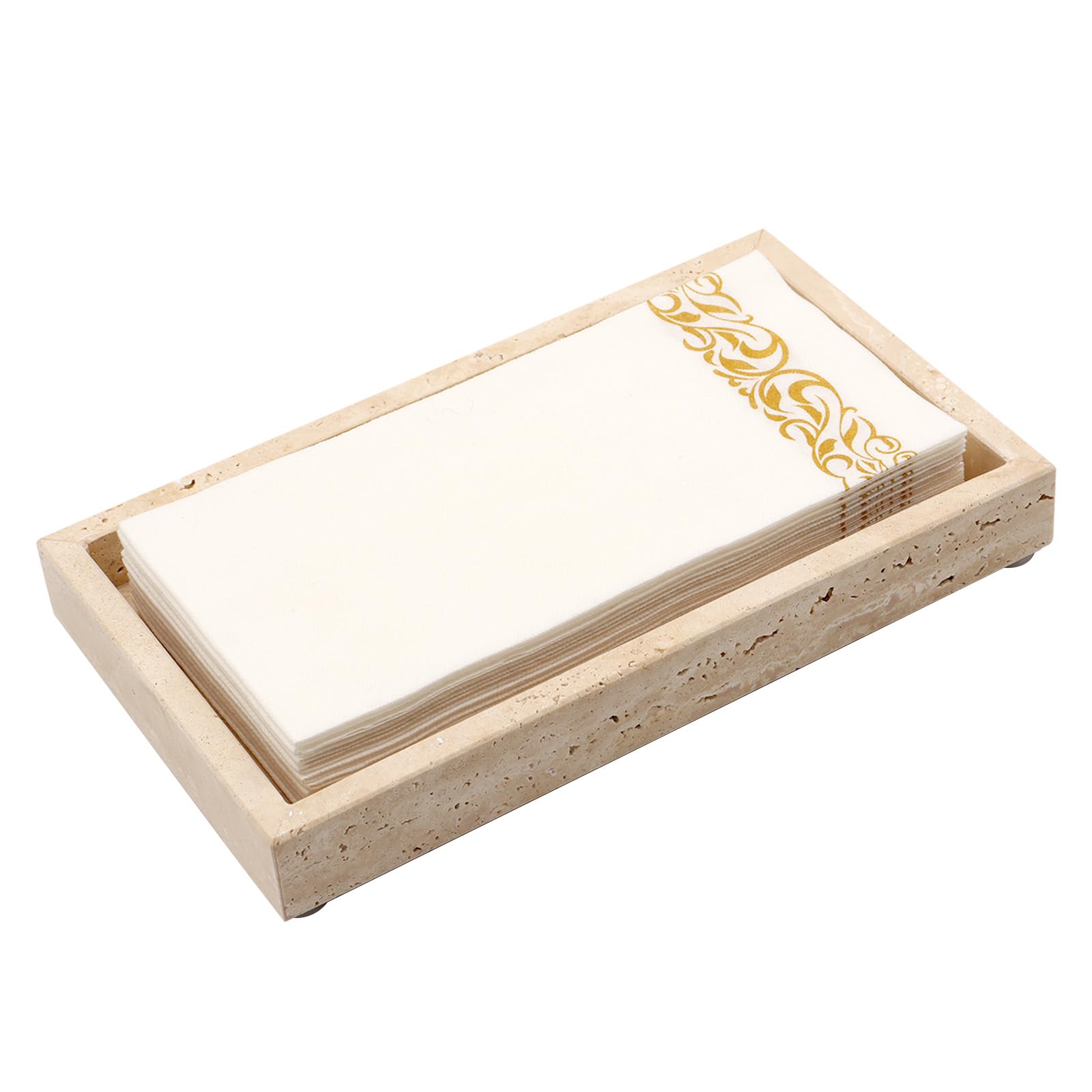 Photo 1 of Shonmogar Natural Travertine Guest Towel Holder, Stone Napkin Holder for Bathroom,Gorgeous Bathroom Napkin Holder Tray, Stylish Guest Towel Holder Tray for Bathroom Toilet Dining Table, Beige