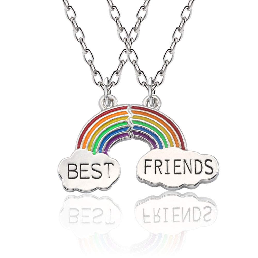 CYWQ Best Friends Necklace Rainbow Friendship 2 Cloud Splicing Women's Fashion Jewelry Necklace