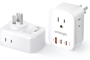 ORNLONGTU Multi Plug Outlet Extender 2 Pack, Surge Protector Wall Plug Splitter with 3 Electrical Outlets 3 USB Ports, PD 20W USB C Charger Block Wall Outlet Expander for Travel Home Office Dorm Room Essentials