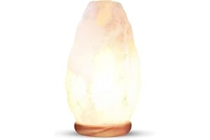 Himalayan Glow White Salt Crystal Lamp, Natural Salt Night Light, Hand Crafted Salt Lamps with Neem Wooden Base, Salts Lamp Bulb,(ETL Certified) Touch Dimmer Switch | 5-7 LBS