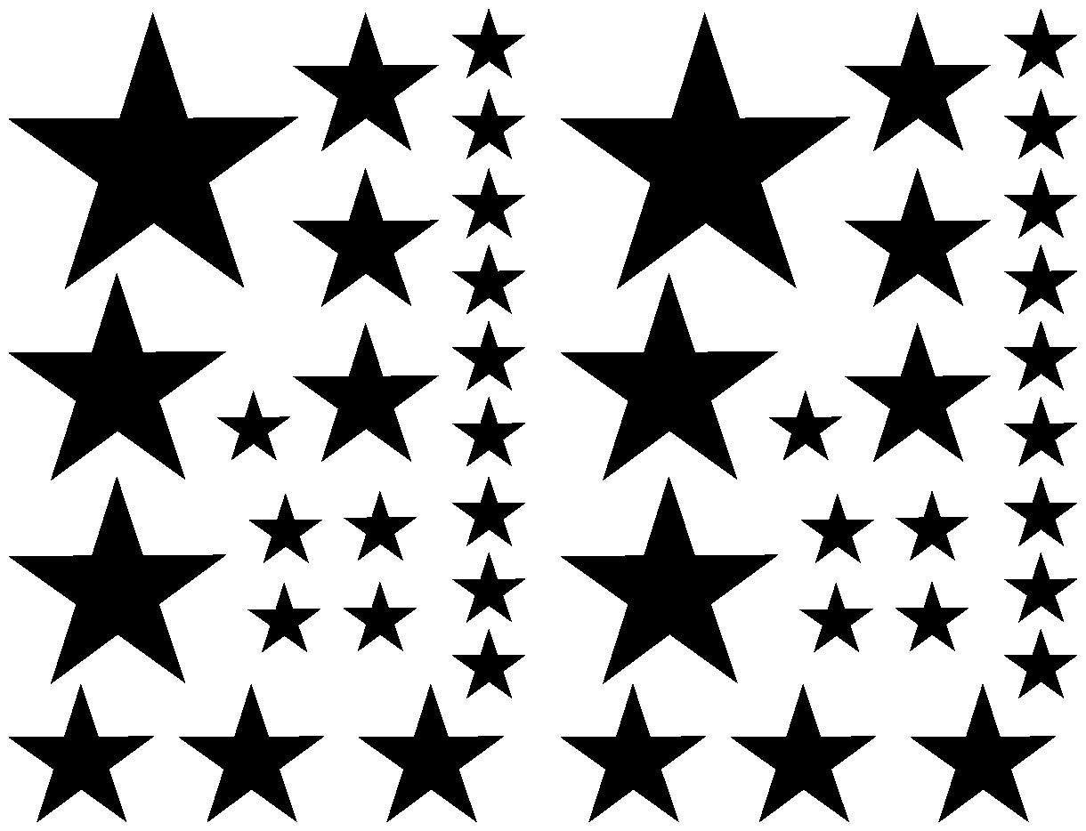 Samunshi® Wall Sticker Stars Set Filled 28 x 2.5 cm 12 x 5 cm 4 x 7.5 cm 2 x 10 cm Black