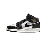 Jordan 1 Mid SE GS in Black & Metallic Silver by Nike