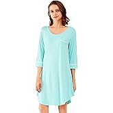 WiWi Super Soft Nightgowns for Women 3/4 Sleeve Cooling Nightshirts Sleepwear Bamboo Viscose Dress S-4X