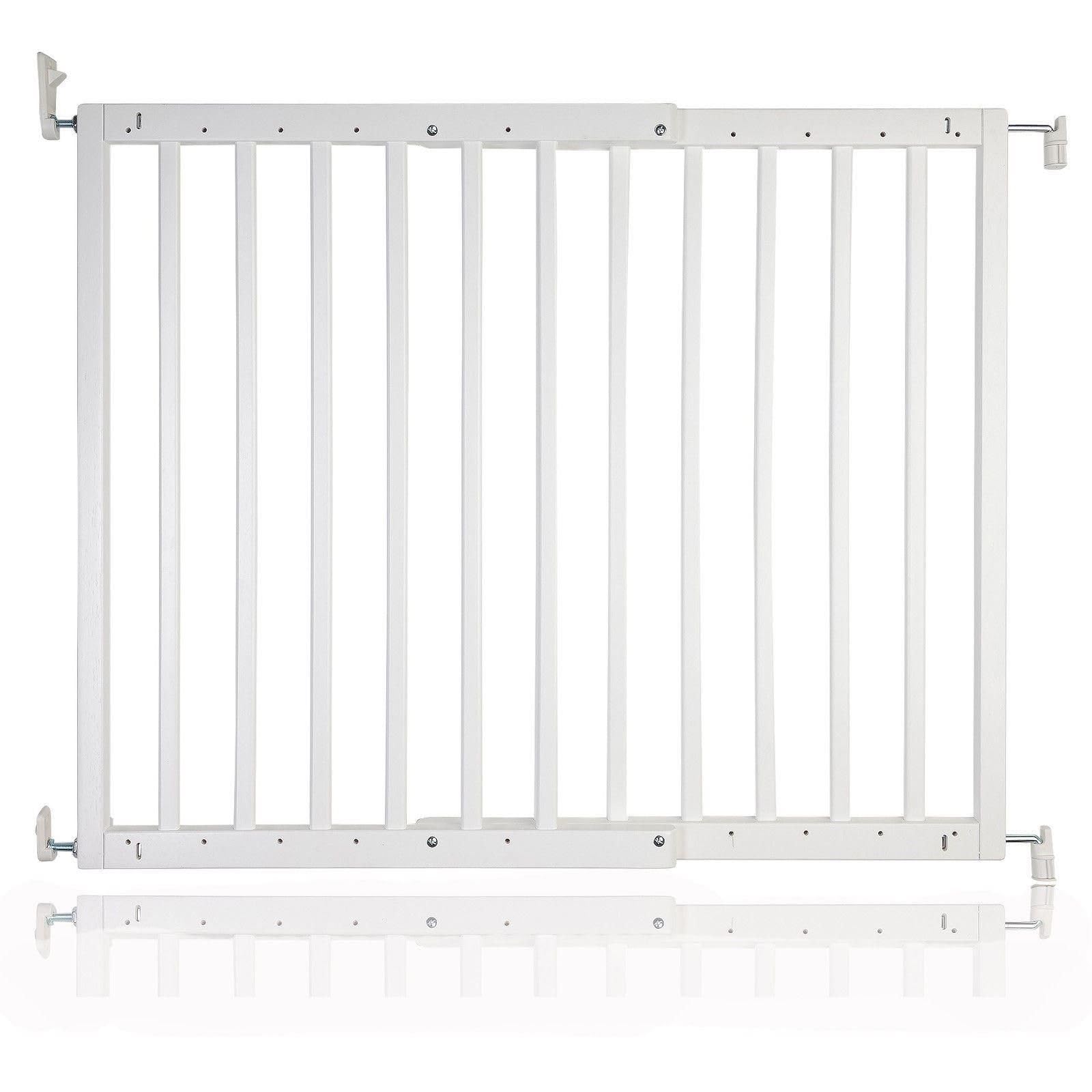 Safetots Chunky Wooden Screw Fit Stair Gate, White, 63.5cm - 105.5cm, Wood Baby Gate, Screw Fit Safety Barrier, Stylish Design and Practical Safety Gate, Easy Installation