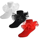 WEIDUAINI Baby Girls Cotton Double Lace Turn Cuff Socks with Big Ruffles for Infant Toddlers and Kids