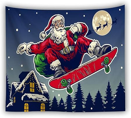Immagini Di Babbo Natale Animate.Hlgq Arazzo Di Babbo Natale Appeso A Parete Di Cartone Animato Di Natale Stile Anime Di Natale Adatto Per Decorazioni Murali Tessuti Di Sfondo Ecc B 200x150cm Amazon It Casa E Cucina