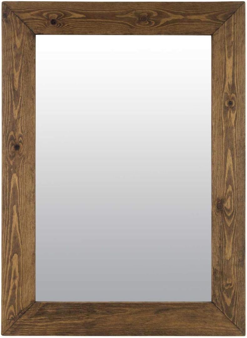 Large Rustic Solid Wood Wall Mirror 3Ft2 X 2Ft6 (96cm X 76cm) Amazon