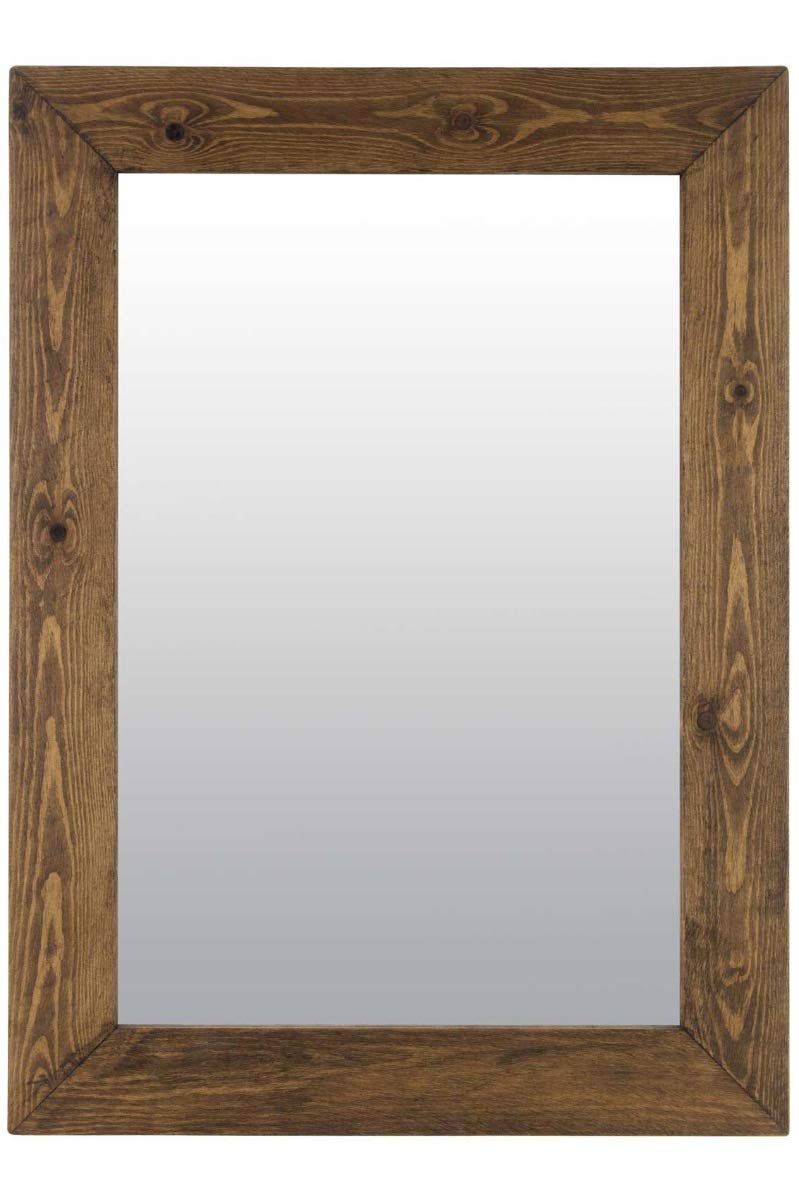 MirrorOutlet Large Rustic Solid Wood Wall Mirror 3Ft2 X 2Ft6 (96cm X 76cm), 93x68, Brown