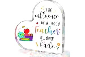 SUEHHYY Teacher Gifts for Women Men, to My Teacher Acrylic Heart Sign Paperweight Presents, Birthday End of Year Retirement Christmas Valentines Day Thank You Appreciation Gifts for Teacher