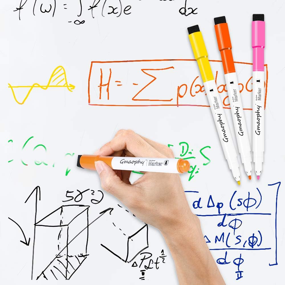 Magnetic Dry Erase Markers - 14 Pcs 7 Color Whiteboard Markers with Eraser Cap, Low Odor Dry Erase Markers for Glass/Whiteboard/Porcelain/Plastic/School/Office : Office Products