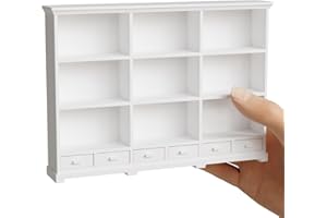 XYMTOY 1:12 Scale Dollhouse Bookshelf, Multi-Functional Dollhouse Book Shelf for Displaying Mini Books and Accessories, Great Addition to Your Dollhouse Furniture Collection