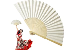 Hand Held Folding Fan - Vintage Silk Handheld Fan with Frame | 8 Inch Charming Elegant Retro Fans for Women, Girls, Dancing, 