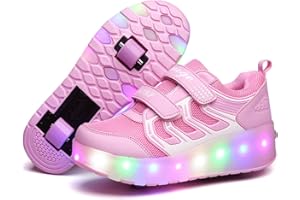 Nsasy Kids Roller Shoes Boy Girl Sneakers with Wheels Become Sport Sneaker with Led for Christmas Birthday Children Show Gift