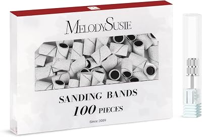 MelodySusie Sanding Bands 100Pcs 180 Grit Nail Drill Bits Zebra