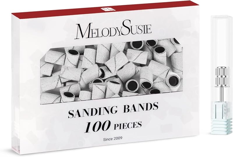 MelodySusie Sanding Bands 100Pcs 180 Grit Nail Drill Bits Zebra