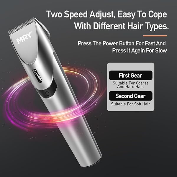 MRY CORDLESS HAIR CLIPPERS FOR BARBER CLIPPERS PROFESSIONAL WATERPROOF LCD HAIR CLIPPERS STAINLESS STEEL BLADE USB RECHARGEABLE FOR MEN WOMEN HAIR CUTTING (SILVER COLOR)