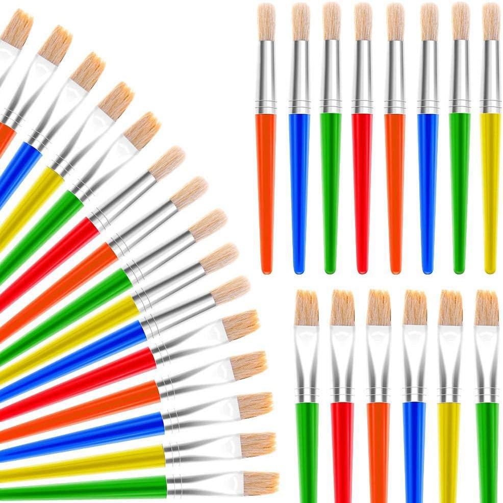 anezus Paint Brushes for Children 30 Kids Paint Brushes Bulk Craft Paint Brushes Set including Jumbo Round Watercolor Paint Brush and Large Flat Craft Paint Brushes