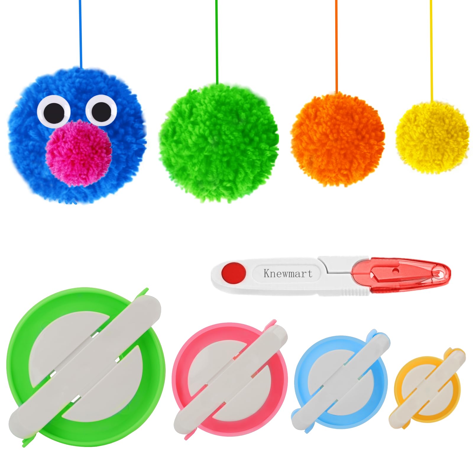 Pom pom Maker, 4 Sizes Pom-pom Maker Fluff Ball Weaver Needle Craft DIY Wool Knitting Craft Tool Set for Beginner (5) — image 1