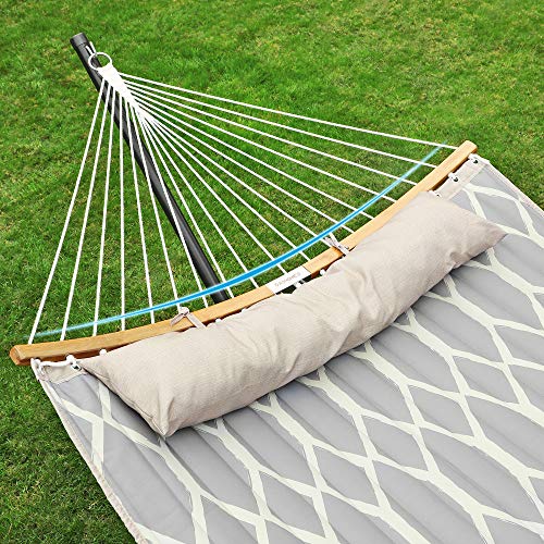 SONGMICS Hängematte, gepolstert, gesteppt, mit teilbaren gebogenen Bambusstangen, mit Kopfstütze, 200 x 140 cm, bis 225… – Bild 5
