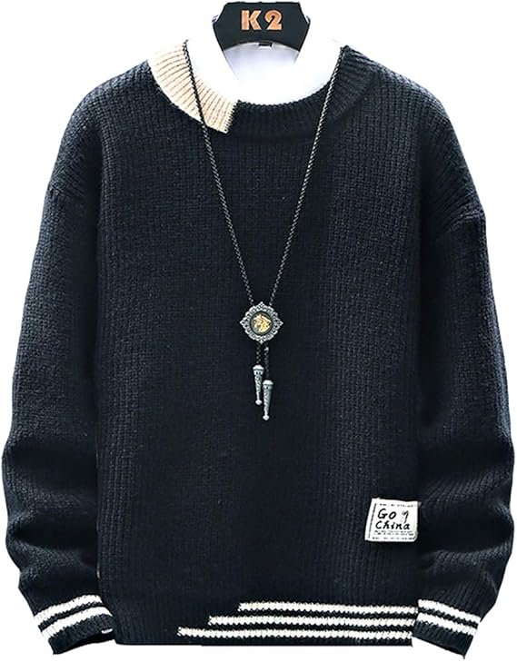 Amazon ニット セーター メンズ 冬服 厚手 防寒 無地 クルーネック カジュアル おおきいサイズ 春秋冬 セーター 通販