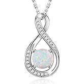 GEMLANTO 925 Sterling Silver Birthstone Necklace for Women Infinity Necklaces Birthday Anniversary Fine Jewelry Gifts for Mother Women, Adjustable Chain