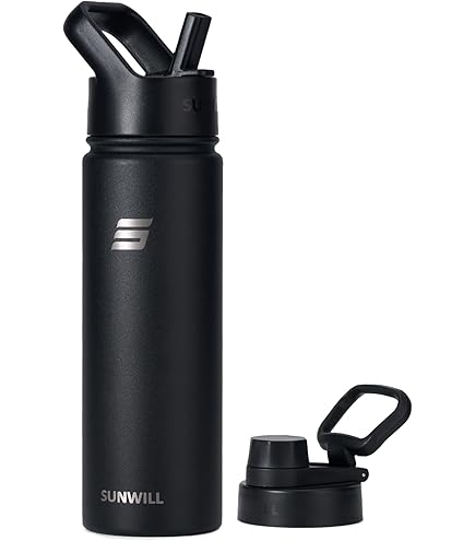 Bouteille Isotherme Avec Paille, 710 Ml, Acier Inoxydable, Avec Couvercle 2en1, Sans BPA, Pour Boissons Chaudes Et Froides, Bleu - Sport