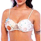 Zoestar Shell Bra Mermaid Seashell Bikini Top Starfish Chest Tops for Women White