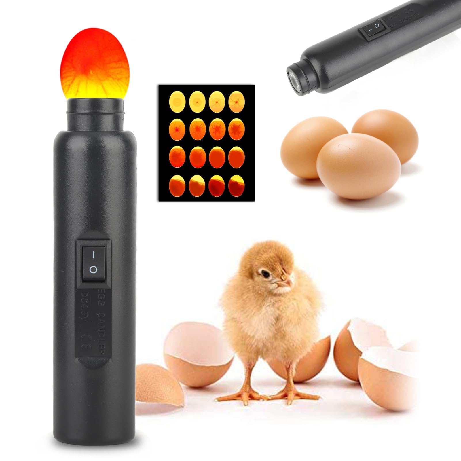 LED Light Egg Tester, Egg Candler Egg Hatching Auxiliary Tool Mini Insulating Stable And Candle Lighting Use To Observe The Process Of Experimental Incubation 2 Charging Methods