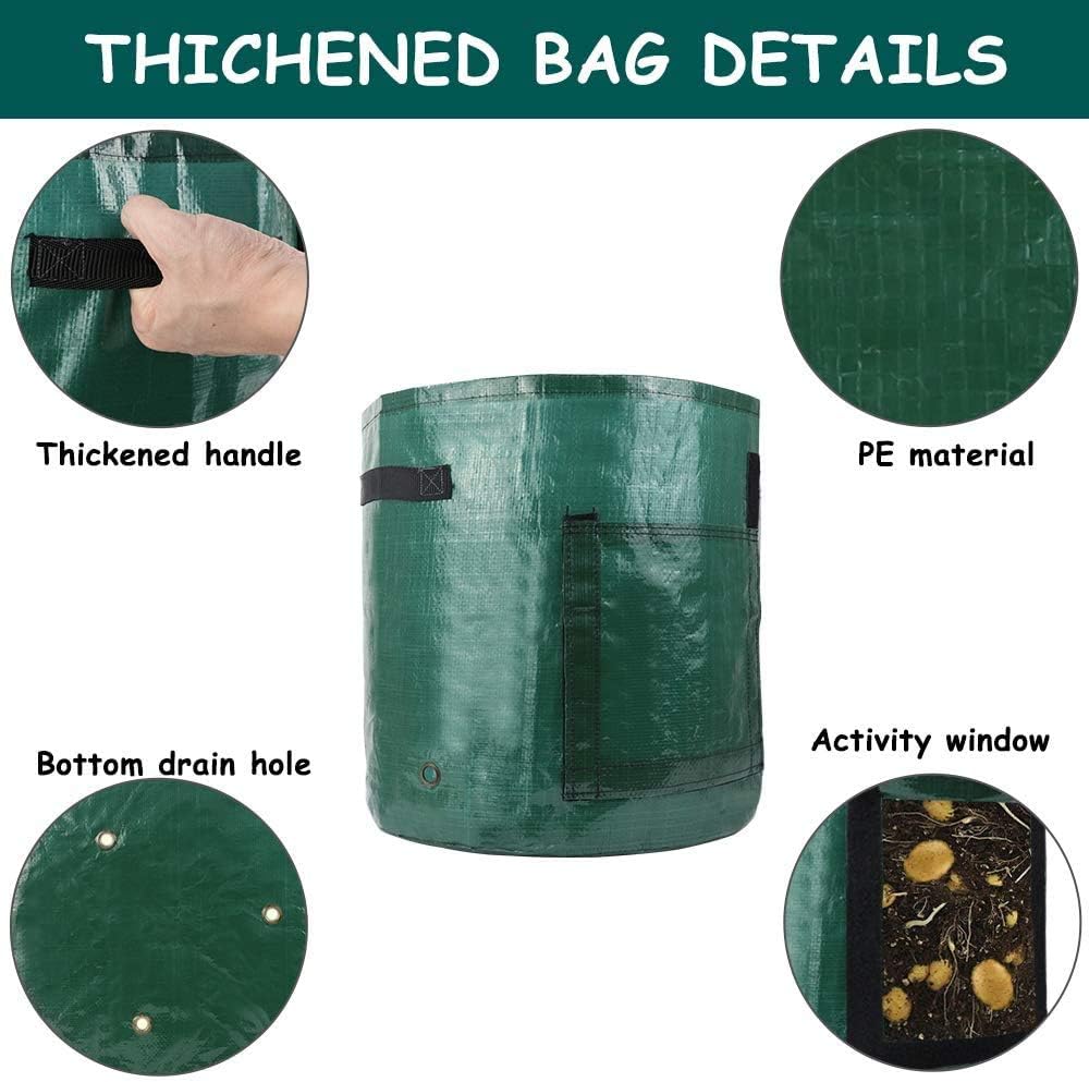 Ruiuzioong Potato Grow Bags, Garden Plant Grow Bags with Handles & Access Flap 3-Pack 7 Gallons for Vegetables, Fruits, Onion, Carrot, Home Grow Bag, Potatoes-Growing-Containers + 5 Tools (Green) - Image 3