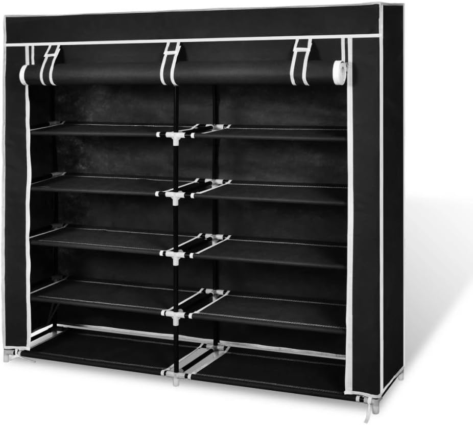 vidaXL Zapatero Portátil de Tela Negro Estante de Zapatos Armario de
