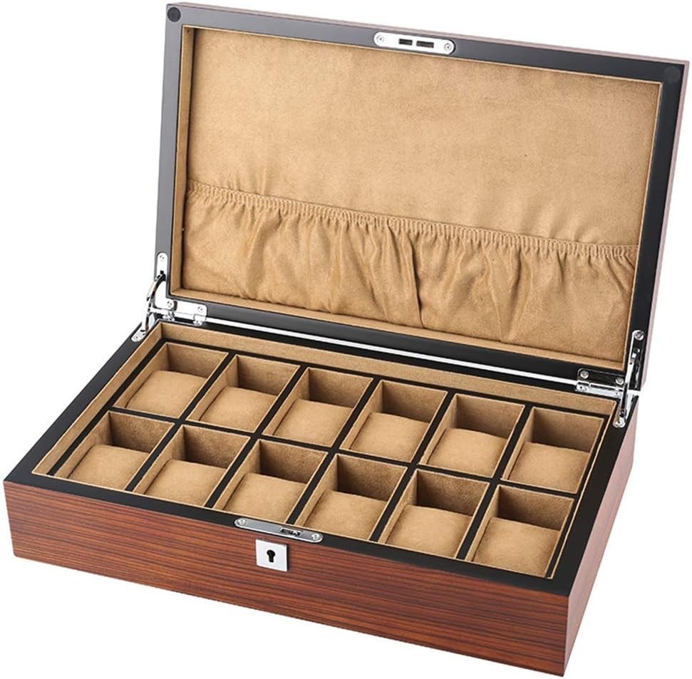 Scatola Porta Orologi In Legno Per 1 Orologio - Rivestimento In Microfibra, Design Elegante Beige - Foto 9