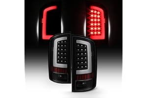 AKKON - For 03-06 Dodge Ram 1500 2500 3500 LED DRL Light Tube Black Smoked Tail Brake Light Lamp Assembly