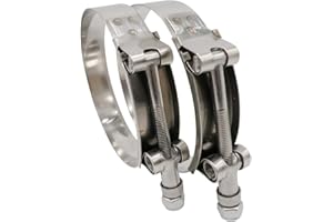 4" T Bolt Hose Clamp Stainless Steel - Working Range 108mm - 116mm for 4" I.D. Hose with 3mm - 6mm Wall Thickness, Roadformer T-bolt Hose Clamps Featured to Provide Reliable Sealing Force, 2 Pack