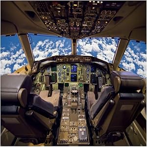 OFILA Aircraft Cockpit Backdrop 5x5ft Pilot Themed Party Photography Background Kids Airplane Birthday Backdrop Flight Baby Shower Background Flight School Grad Party Backdrop Video Props