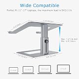 BoYata Laptop Stand Height Adjustable Ventilated Ergonomic 10-17 inch Grey view 6